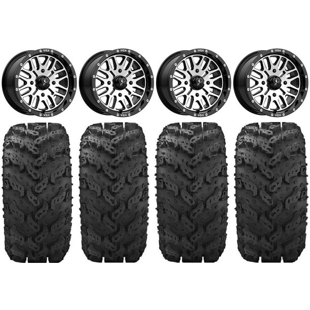 MSA Machined Brute 14" UTV Wheels 28" Reptile Tires Polaris RZR XP 1000
