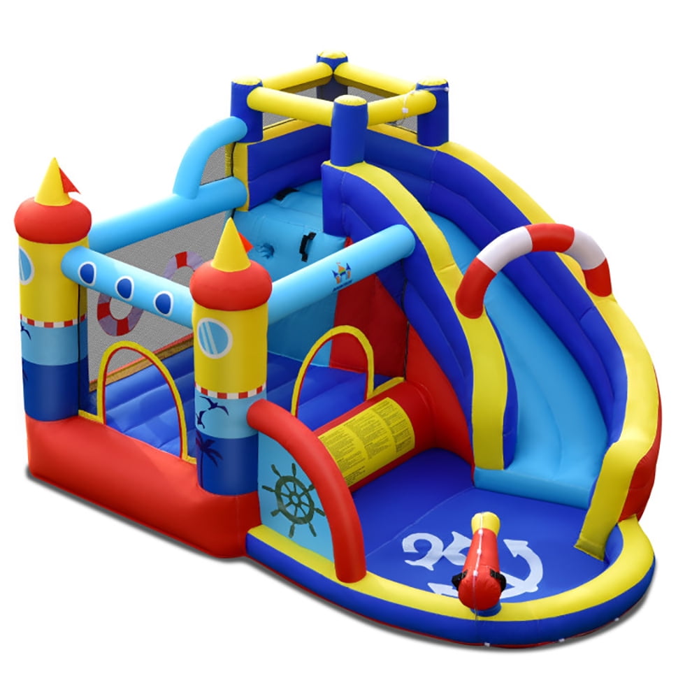 Aimee Lii Inflatable Bounce Castle with Slide Climbing Wall and 450W Blower, Bounce House for Kids 3-12