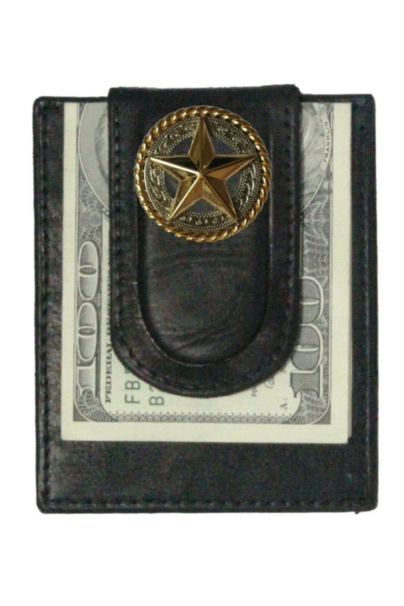 Custom Fancy Gold Star Paul and Taylor Money Clip Wallet Black