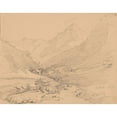 thumbnail image 2 of Józef Simmler 14x12 Black Ornate Wood Framed Double Matted Museum Art Print Titled: Mountain Landscape (1856), 2 of 5