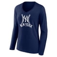 thumbnail image 2 of Women's Aaron Judge Navy New York Yankees Fastball Player Name & Number Long Sleeve V-Neck T-Shirt, 2 of 3