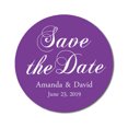thumbnail image 1 of Darling Souvenir Round 45 Pcs Calligraphy Save The Date Stickers Personalized Bride Groom Names And Date Envelope Seals - Violet, 1 of 4