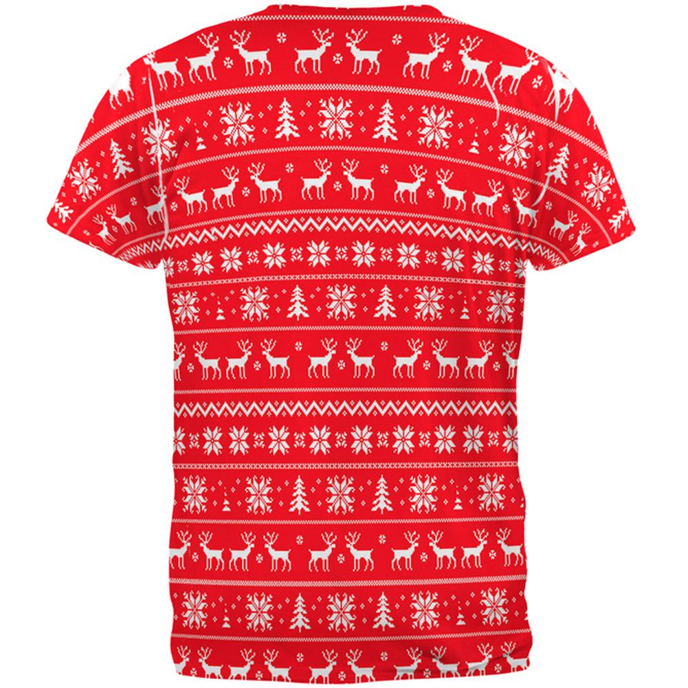 Christmas Time To Get Elf'd Up Ugly Sweater All Over Adult T-Shirt - Small