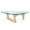 Nature Wood, variant on Triangle Glass Coffee Table with Solid Wood Base Irregular Tempered Glass Top Table for Living Room,Light Walnut