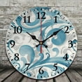 thumbnail image 2 of PRATYUS Swirl Pattern Wallpaper Paper Texture Round Wooden Wall Clock Silent Mechanical Movement for Living Rooms, Bedrooms, Kitchens, Dorms - 10 Inches 10x10in, 2 of 8