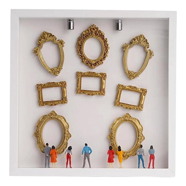 Kit de marco de caja de sombra resistente con silueta de mini museo para bricolaje, ideal para bodas en casa Blanco