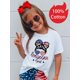 thumbnail image 1 of Independence 1pc New Summer Girl All American Girl Usa Design Short Sleeved 100% Cotton T-shirt Comfy Casual Tees for Girls, 1 of 6
