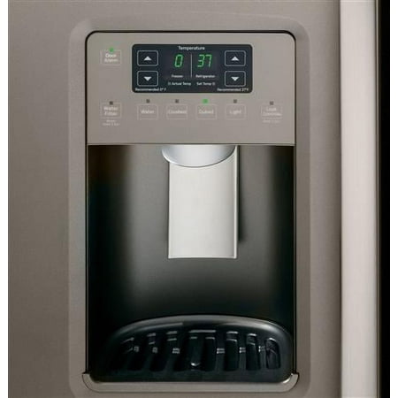 GE - 23.0 Cu. Ft. Side-by-Side Refrigerator with External Ice & Water Dispenser - Fingerprint resistant slate
