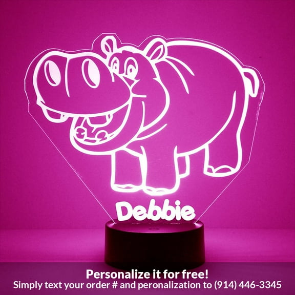 Mirror Magic Store Hippopotamus Color Changing Personalized LED Light with Remote Control