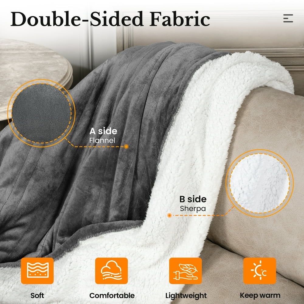 Royalcraft Electric Blanket King Size with Dual Control, 10 Heating Levels& 12 hours Auto-off, Overheat Protection, Beige