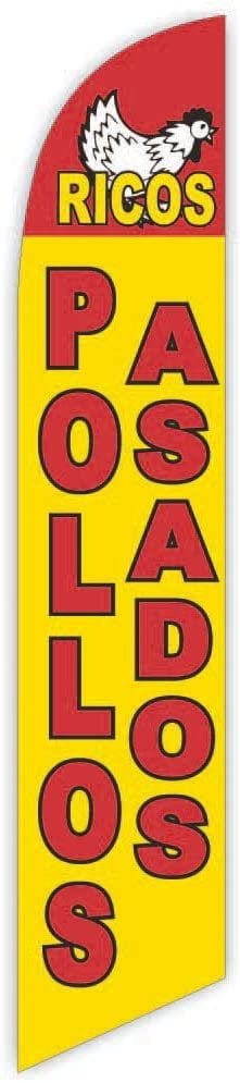 Pack Full Sleeve Swooper Flags RICOS POLLOS ASADOS Red & Yellow 3 Three Pack Full Sleeve Swooper Flags RICOS POLLOS ASADOS Red & Yellow 3 Three
