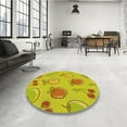 thumbnail image 4 of Ahgly Company Machine Washable Indoor Round Transitional Canary Yellow Area Rugs, 3' Round, 4 of 7