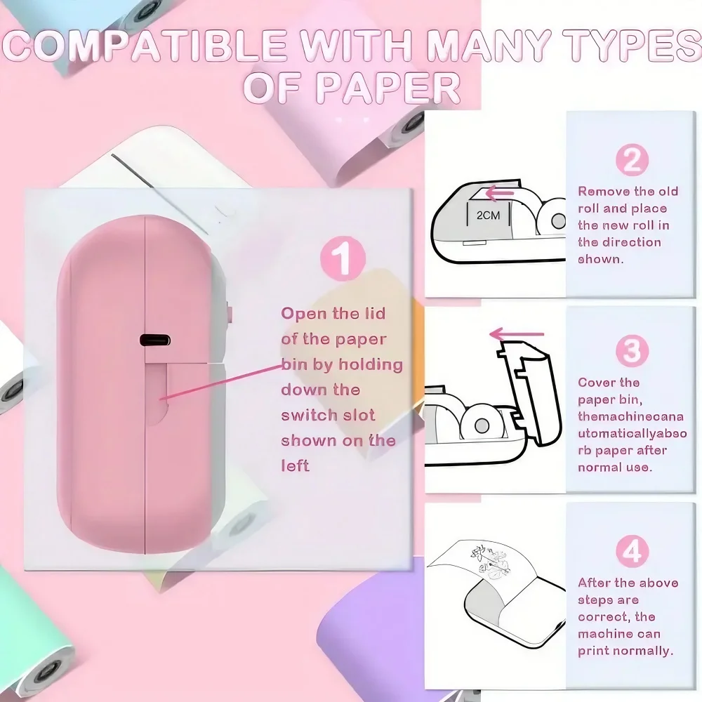 Mini Photo Printer - Portable Thermal Photo Printer for Notes and Image Memos - Compact and Lightweight Design - Easy to Use and Great for Printing - Perfect for Personal Use, Scrapbooking