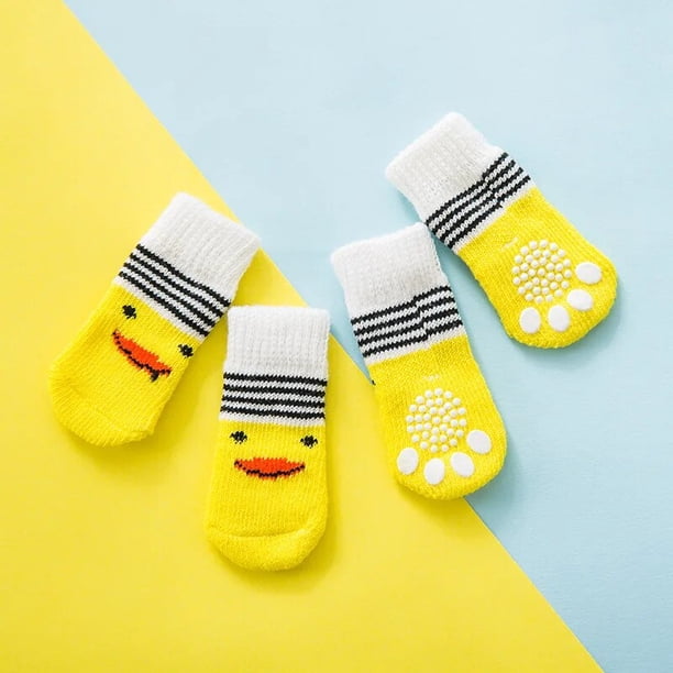 Calcetines antideslizantes con estampado para mascotas, zapatos bonitos para perros, gatos y cachorros, patas para productos protectores de razas pequeñas, Spitz, York, Chihuahua, 4 unidades