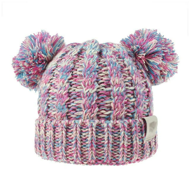 Chapeau Mignon Pompons Duveteux Boules Couvre-Chef Bonne Rétention de Chaleur Cache-Oreilles Pliables Grande Élasticité Casquettes Beau Cadeau pour Enfants Jaune Bleu Rouge