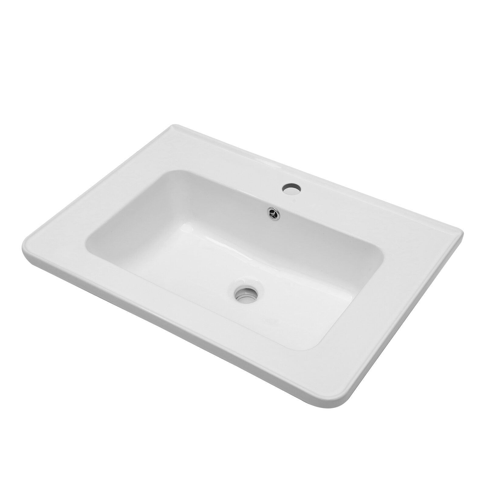 Modern Bathroom Vanity 28" x 19" White Rectangular Single Vanity Top with 1 Faucet Hole and Overflow(Sink Only),Wooden Bathroom Vanity