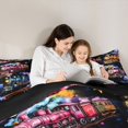 thumbnail image 4 of Manfei Classic Train Twin Comforter Sets,Dreamy Railway Pattern Bedding Set,Black Reversible,2pcs,1 Comforter and 1 Pillowcase, 4 of 7