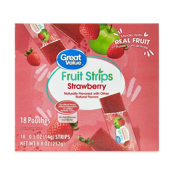 Great Value Strawberry Fruit Strips, 8.8 oz, 18 Count