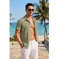 thumbnail image 4 of COOFANDY Men's Cuban Guayabera Linen Shirt - Short Sleeve Casual Beach Summer Button Down, 4 of 7