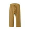 thumbnail image 5 of Ahdbta Womens Capri Pants Loose High Waisted Wide Leg Lounge Pants Drawstring Casual Beach Cropped Trousers with Pockets, 5 of 6