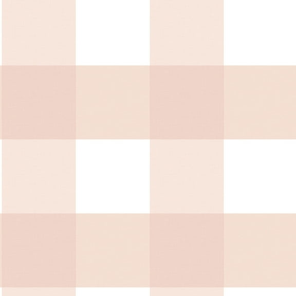 Chesapeake Amos Light Pink Gingham Prepasted High Performance Wallpaper, 20.5-in by 33-ft, 56.4 sq. ft.
