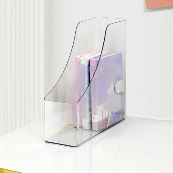 Acrylic Magazine File Holder - A4 Vertical Document Organizer with Handle for Desk, Clear File Rack for Home, Office, and School