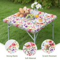 thumbnail image 4 of Pioneer Flower Floral Print Pattern Square Fitted Tablecloth with Elastic Edge,Square Table Cover,Washable Elastic Table Cover for Home Kitchen Party Decor 36"x36", 4 of 6