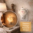thumbnail image 5 of Night Lights Plug into Wall - Vintage Floral Teacup Wall Lamp with Warm Glow, Cup-Shaped Farmhouse Decor for Bedroom, Bathroom, Hallway | Rustic Indoor Wall Sconce Lighting Fixture, 5 of 7