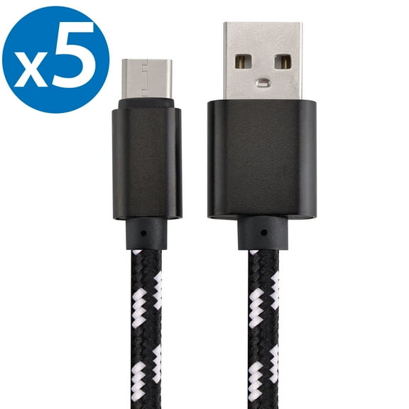 5x 3FT USB Type C Cable Fast Charging Cable USB-C Type-C 3.1 Data Sync Charger Cable Cord For Samsung Galaxy S9 S9  Galaxy S8 S8 Plus Nexus 5X 6P OnePlus 2 3 LG G5 G6 V20 HTC M10 Google Pixel XL