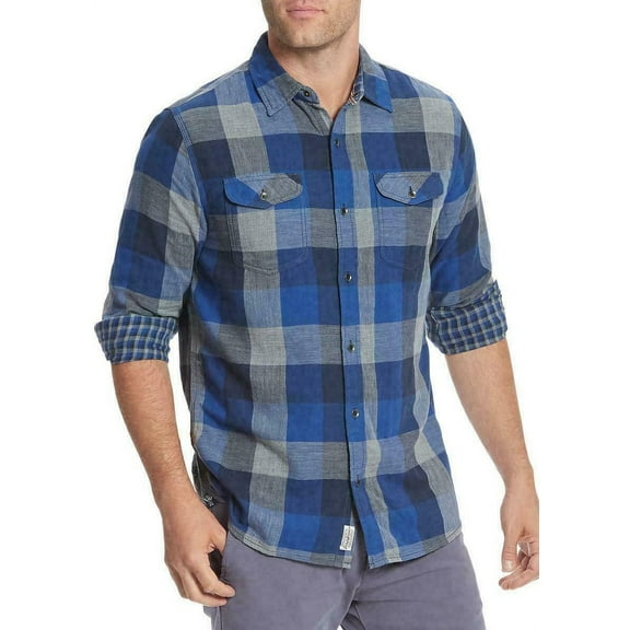 Flag & Anthem BLUE COMBO Plaid Print Benton Long Sleeve Shirt, US Medium