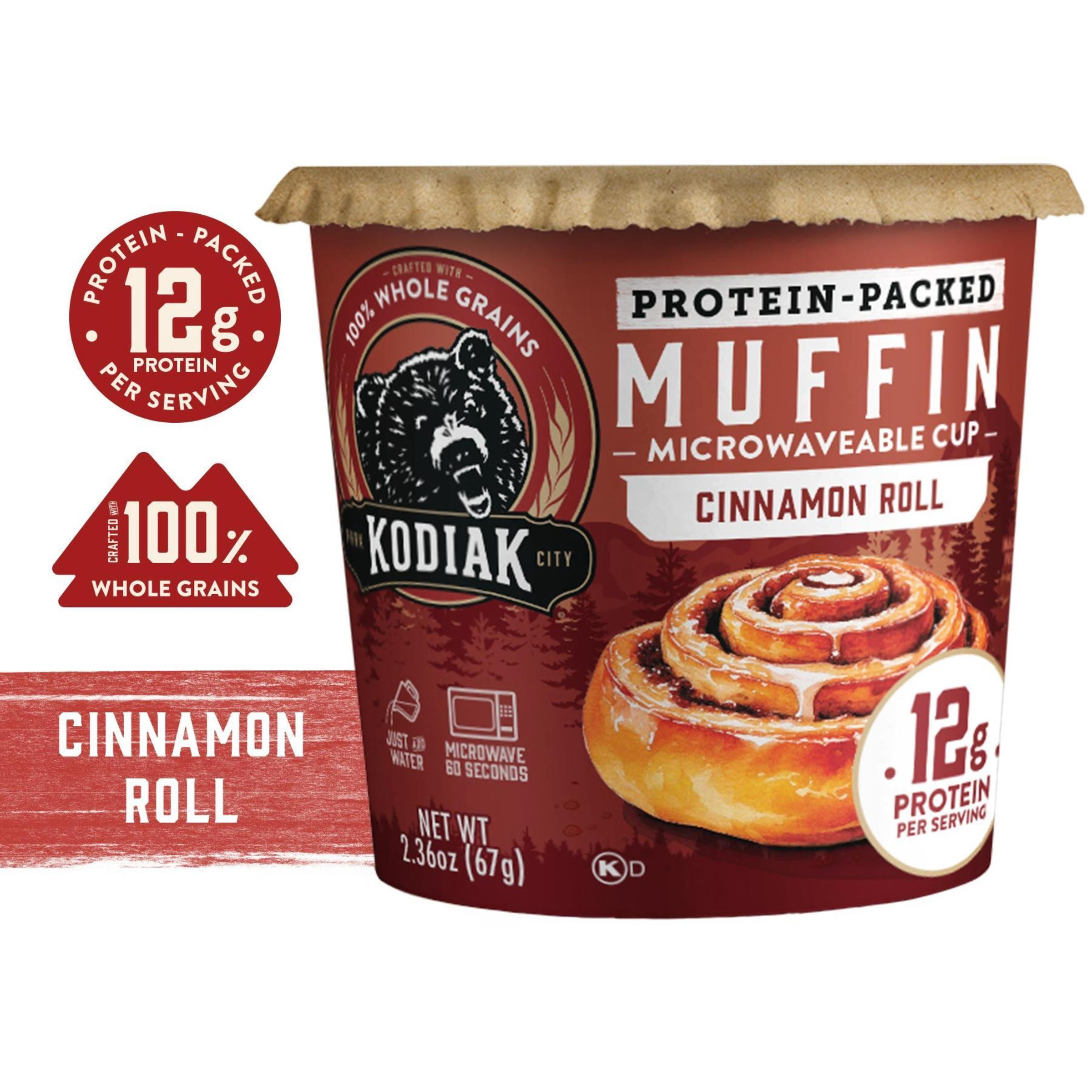 (3 pack) Kodiak Cakes Cinnamon Roll Muffin Cup, 12g of Protein per Serving, 2.36 oz