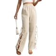 thumbnail image 3 of Womens Gingham Plaid Wide Leg Pants Y2k Lounge Pants Lace Up Loose Trousers Color XL, 3 of 9