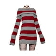 thumbnail image 2 of Women Gothic Dress Punk Witch Off Shoulder Striped Knit Dress Y2k Fairy Grunge Dress Halloween Dark Academia Clothes, 2 of 6