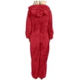 thumbnail image 3 of Women's One Piece Sleepwear Pajamas Autumn And Winter plush Solid Color Long Sleeved Zipper Hooded Romper, 3 of 8