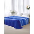 thumbnail image 5 of Blue Striped Twim Size Flat Sheet, Wrinkleproof & Fadeproof Cooling Flat Bed Sheet Only, Modern Abstract Art Wave Moire Gradient Breathable Soft Bedding Top Sheets 66 x 96 Inches, 5 of 8