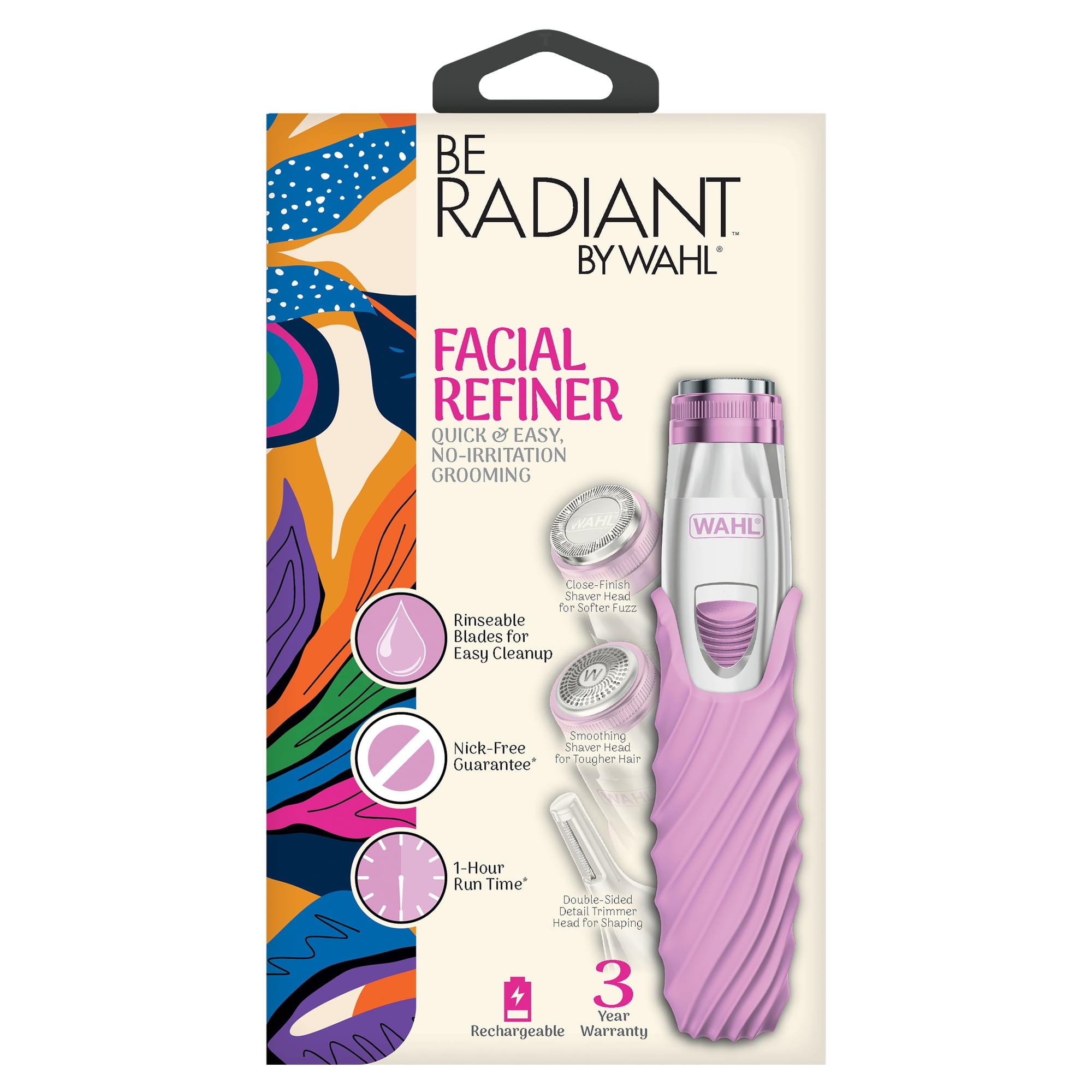 Wahl Be Radiant Facial Refiner, Wet/Dry Trim Shave, Rechargeable Pink-Silver - 3031334