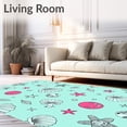 thumbnail image 2 of ODIKA 2'x3' Machine Washable Non-Slip Area Rug, Seashell Bath Nautical Starfish Underwater Treasure High Traffic Rug with Pad, Turquoise, 702321, 2 of 8