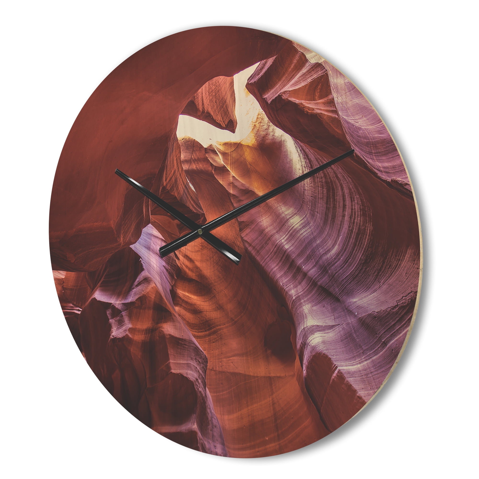 Designart 'Light in Antelope Canyon Landscape' Modern Wood Wall Clock