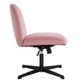 thumbnail image 6 of IWMH Ergonomic Armless Desk Chair No Wheels, Pink Velvet Upholstered Swivel Vanity Chair, for All Ages, 6 of 8