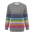 thumbnail image 4 of IUYRTFE Women's Colorful Striped Crew Neck Long Sleeve Sweatshirt – Relaxed Fit Casual Pullover for Fall, Winter, and Daily Wear, 4 of 6