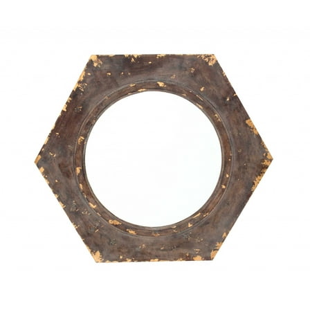 23.5" x 27" x 3.5" Bronze, Vintage Round, Hexagon Frame - Cosmetic Mirror