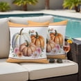 thumbnail image 4 of Orange Pumpkin Outdoor Waterproof Pillow Covers, Fall White Pink Rose Flower Thanksgiving Decorative Square Throw Pillowcase Sofa Cushion Sham for Patio/Couch/Chair, 26"x26" 2 Pack, 4 of 8