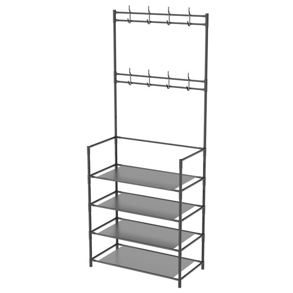 Space-Saving Hall Tree with Shoe Rack Versatile Shoe and Hat Rack Waterproof Hall Tree with Shoe Rack Convenient Shoe Hat Rack for Home