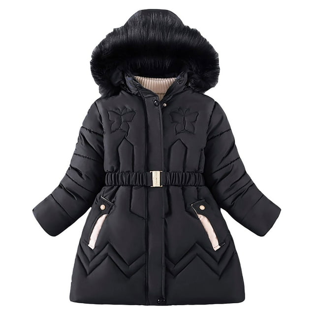 TIEVOSA UniPatchwork Spring Winter Cute Coat Hooded Padded Jacket Outwear Clothes 5-6 Years(Black)