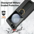 thumbnail image 4 of Dteck for Samsung Galaxy Z Flip 5 Case, Shockproof Protective Phone Case for Slim Galaxy Z Flip 5 with Wrist Strap Ring Kickstand Integrated Back Screen Tempered Glass Protector, Purple, 4 of 7