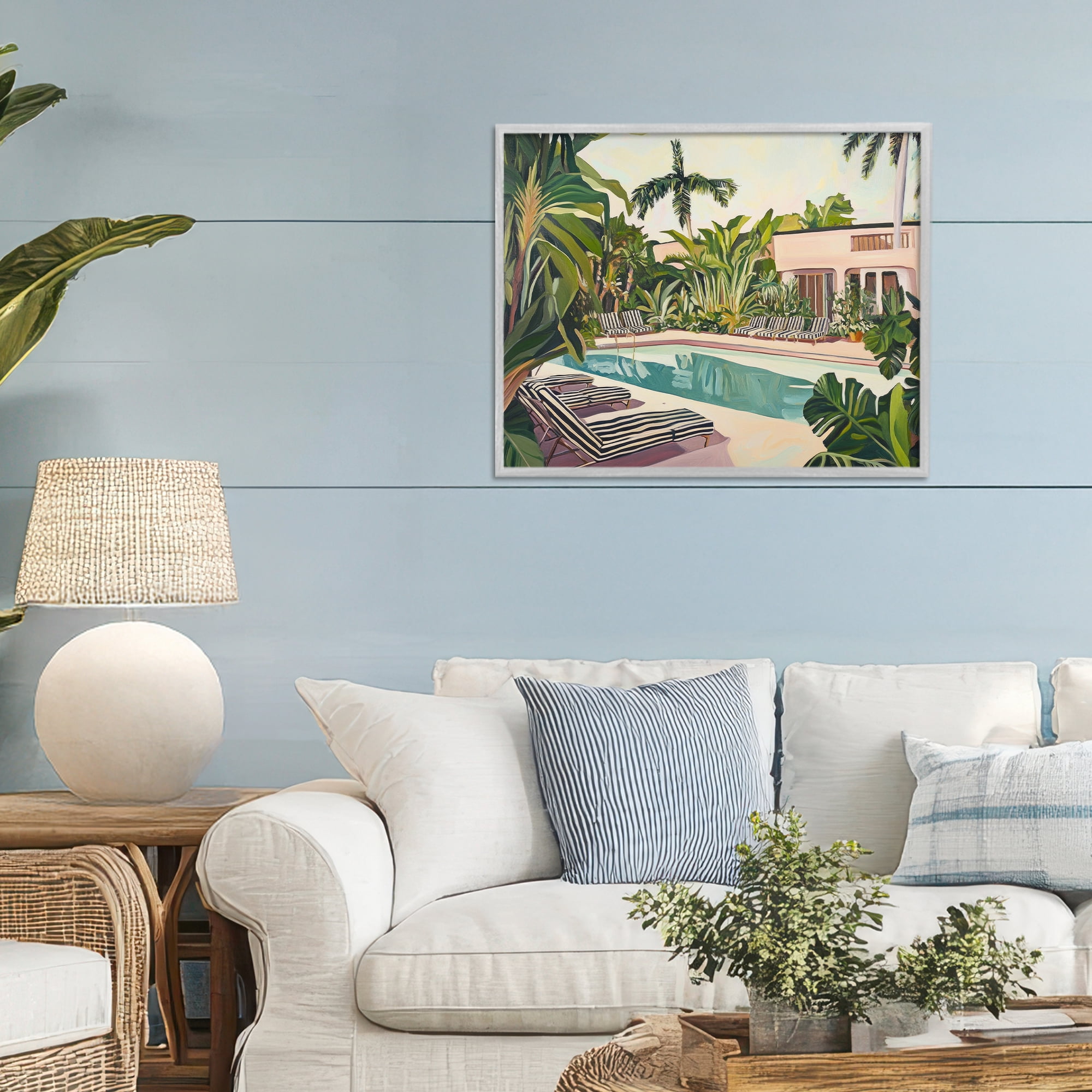 Stupell Industries Poolside Resort Lounge Chairs Gray Framed Giclee Art, design by Sisi and Seb