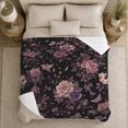 thumbnail image 5 of Dusty Rose Floral Crescent Moon Design Mystical Garden, Festive Botanical Garden Scene, Warm Flannel Blanket for Sunroom and Reading Nook, Garden Lovers Valentine's Day Gift, Botanical Home Decor, 5 of 9