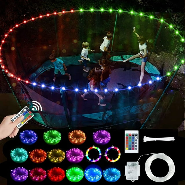 1 PACK Mouind LED Trampoline Lights, Remote Control Rim LED Light for Trampoline, 16 Colors Change, Waterproof Easy Install Anti Impact, Super Bright to Play at Night Outdoors, 39.4 ft