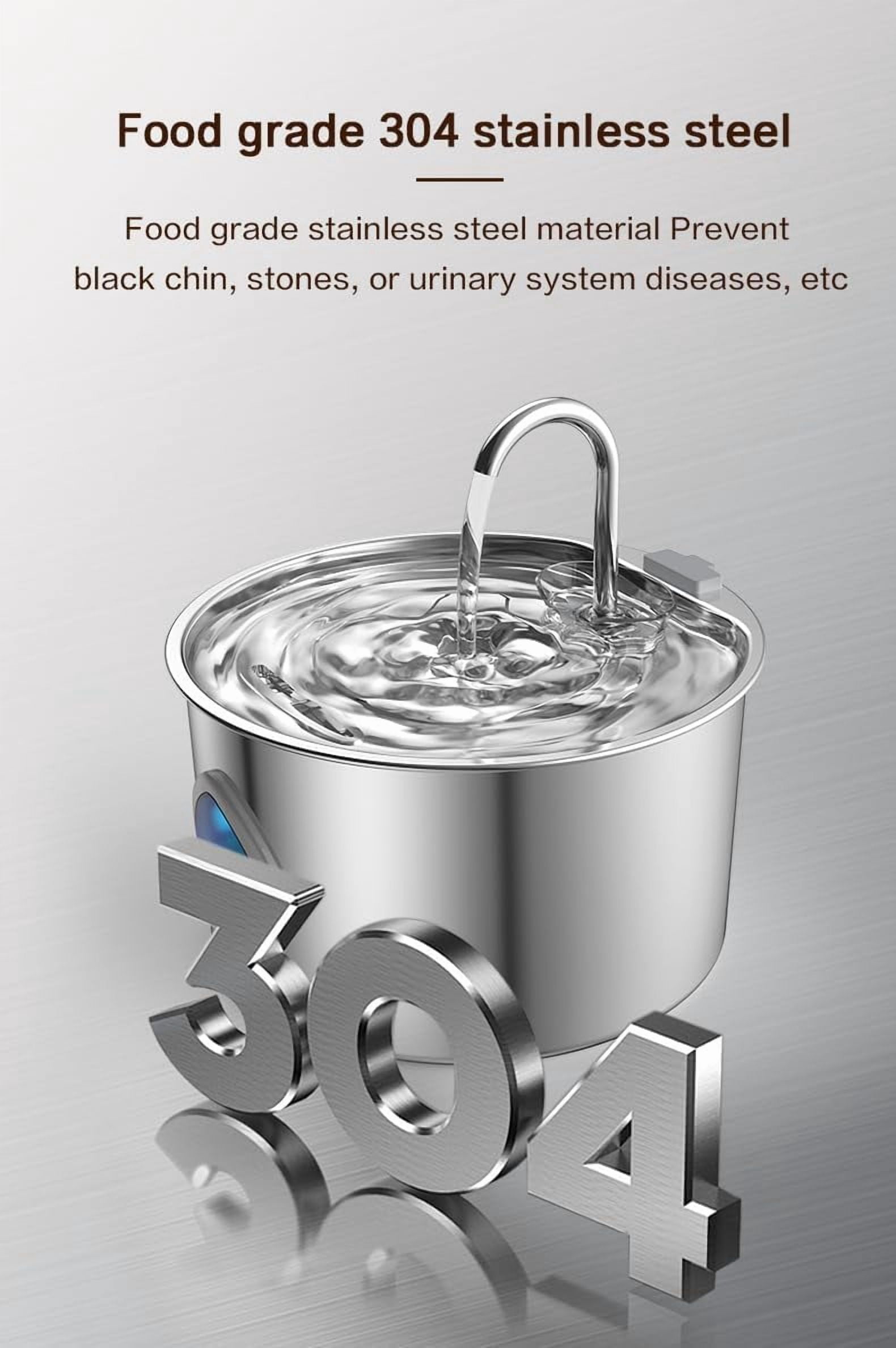 Dog water fountain (3.2L/108oz), triple filtration system, 304 stainless steel, visible water level, ultra-quiet automatic circulation, smart pet water filter.