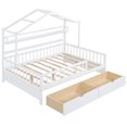 thumbnail image 3 of JERFIT White Full Size House Bed Frame with Storage Drawers Shelf, Wooden Platform Bed with Slats, 3 of 10